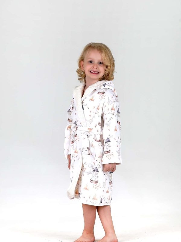 birlik1952 bebek çocuk müslin harvlu bornoz çift taraflı bathrobe towel turkish yel değirmeni