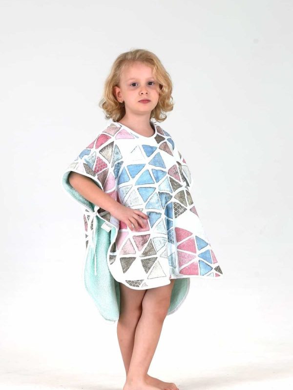 birlik1952 bebek çocuk müslin harvlu panço poncho pancho çift taraflı bathrobe towel turkish whosale etnic üçgen