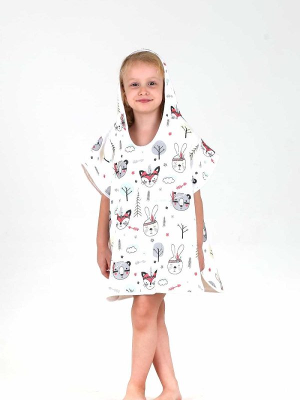 birlik1952 bebek çocuk müslin harvlu panço poncho pancho çift taraflı bathrobe towel turkish whosale rainbow kızılderili tavşan rabbit