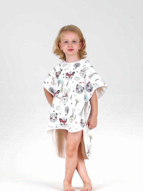 birlik1952 bebek çocuk müslin harvlu panço poncho pancho çift taraflı bathrobe towel turkish whosale rainbow kızılderili tavşan rabbit
