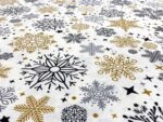 birlik1952 duck çok amaçlı dekoratif kumaş panama keteni fabric linen waterproof christmas yılbaşı desen kar tanesi snow flakes beyaz