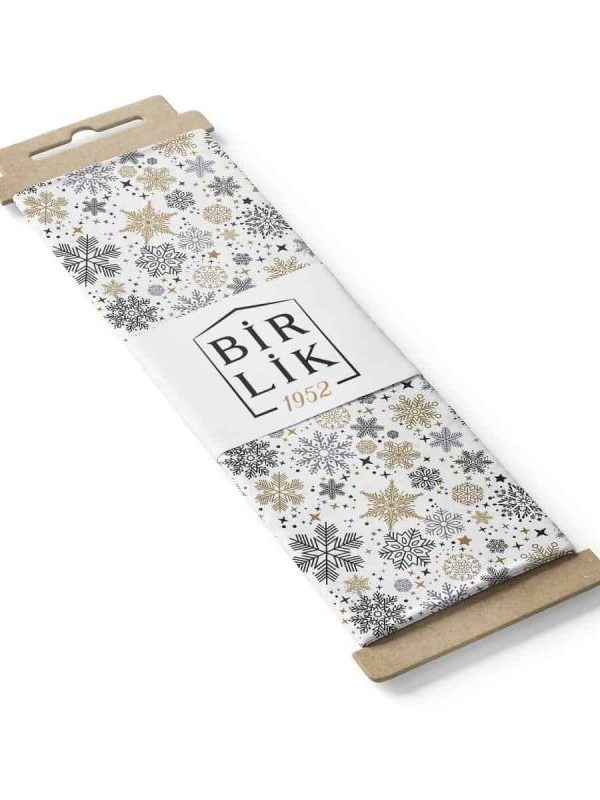 birlik1952 duck çok amaçlı dekoratif kumaş panama keteni fabric linen waterproof christmas yılbaşı desen kar tanesi snow flakes beyaz