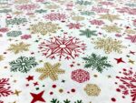 birlik1952 duck çok amaçlı dekoratif kumaş panama keteni fabric linen waterproof christmas yılbaşı desen kar tanesi snow flakes red kırmızı