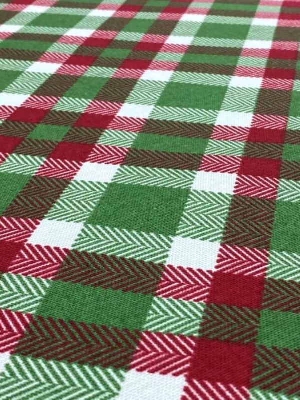 birlik1952 duck çok amaçlı dekoratif kumaş panama keteni fabric linen waterproof christmas yılbaşı desen kar tanesi ekose yeşil green red kırmızı