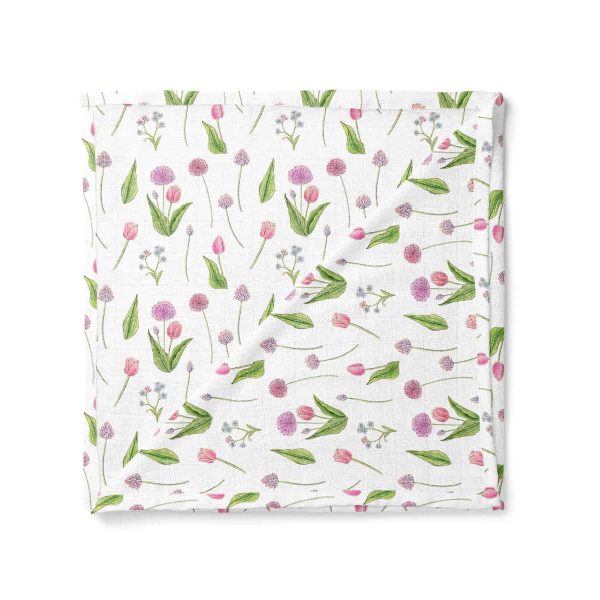 birlik1952 baby child müslin digital print dijital baskı kumaş muslin fabric whosale toptan battaniyesi swaddle blanket allium gladiator tulip lale