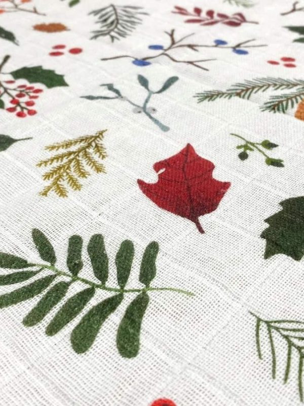 birlik1952 baby child müslin digital print dijital baskı kumaş muslin fabric whosale toptan battaniyesi swaddle blanket christmas tree icons