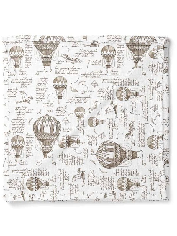 birlik1952 baby child müslin digital print dijital baskı kumaş muslin fabric whosale toptan battaniyesi swaddle blanket leonardo da vinci baloon