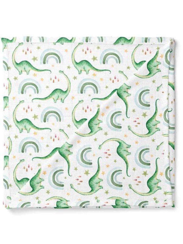 birlik1952 baby child müslin digital print dijital baskı kumaş muslin fabric whosale toptan battaniyesi swaddle blanket dino rainbow