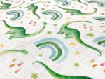 birlik1952 baby child müslin digital print dijital baskı kumaş muslin fabric whosale toptan battaniyesi swaddle blanket dino rainbow