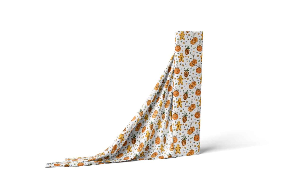 birlik1952 baby child müslin digital print dijital baskı kumaş muslin fabric whosale toptan battaniyesi swaddle blanket dried orange portakal biscuit christmas