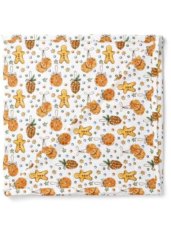 birlik1952 baby child müslin digital print dijital baskı kumaş muslin fabric whosale toptan battaniyesi swaddle blanket dried orange portakal biscuit christmas