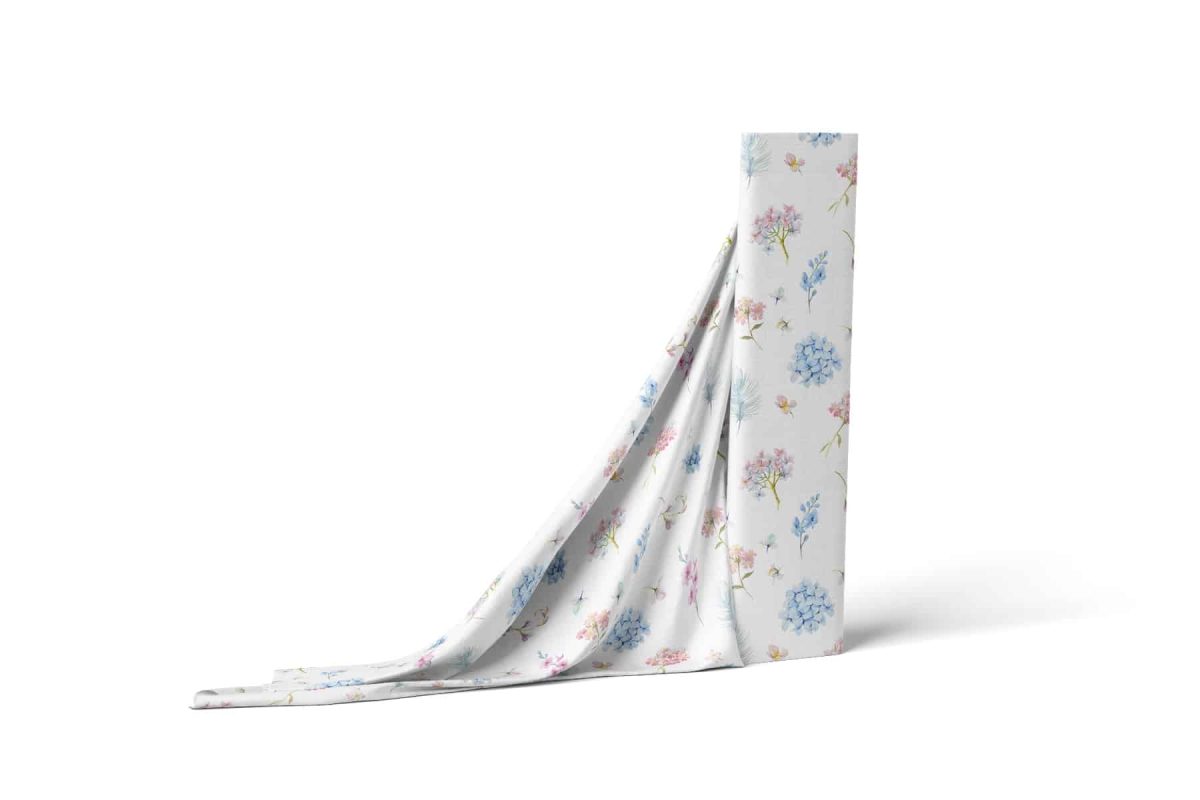 birlik1952 baby child müslin digital print dijital baskı kumaş muslin fabric whosale toptan battaniyesi swaddle blanket hydrangea ortanca blossom flower