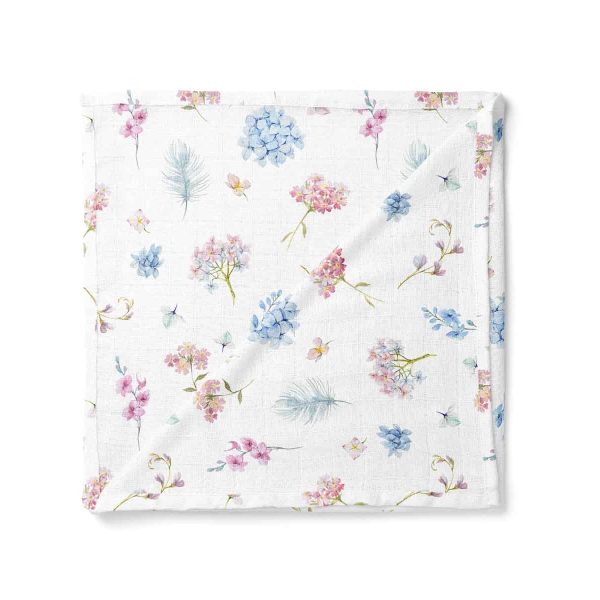 birlik1952 baby child müslin digital print dijital baskı kumaş muslin fabric whosale toptan battaniyesi swaddle blanket hydrangea ortanca blossom flower