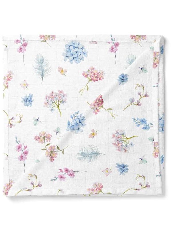 birlik1952 baby child müslin digital print dijital baskı kumaş muslin fabric whosale toptan battaniyesi swaddle blanket hydrangea ortanca blossom flower