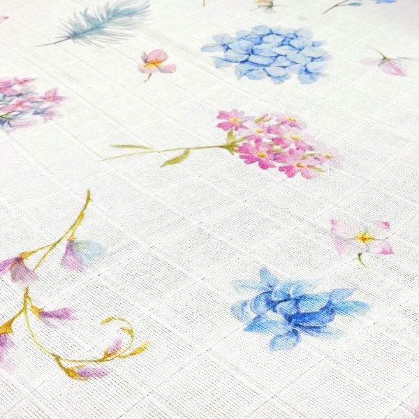 birlik1952 baby child müslin digital print dijital baskı kumaş muslin fabric whosale toptan battaniyesi swaddle blanket hydrangea ortanca blossom flower