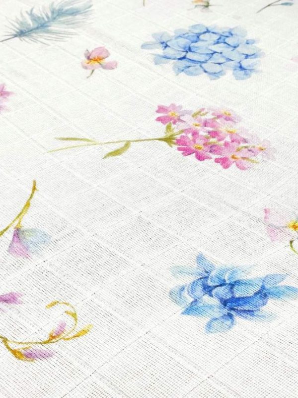 birlik1952 baby child müslin digital print dijital baskı kumaş muslin fabric whosale toptan battaniyesi swaddle blanket hydrangea ortanca blossom flower