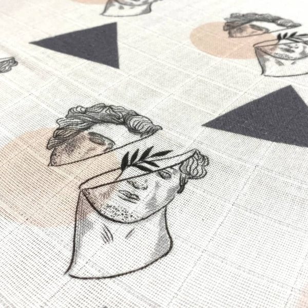 birlik1952 baby child müslin digital print dijital baskı kumaş muslin fabric whosale toptan battaniyesi swaddle blanket michelangelo art davud david