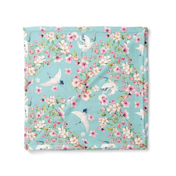 birlik1952 baby child müslin digital print dijital baskı kumaş muslin fabric whosale toptan battaniyesi swaddle blanket sakura blossom japon japan kiraz çiçeği