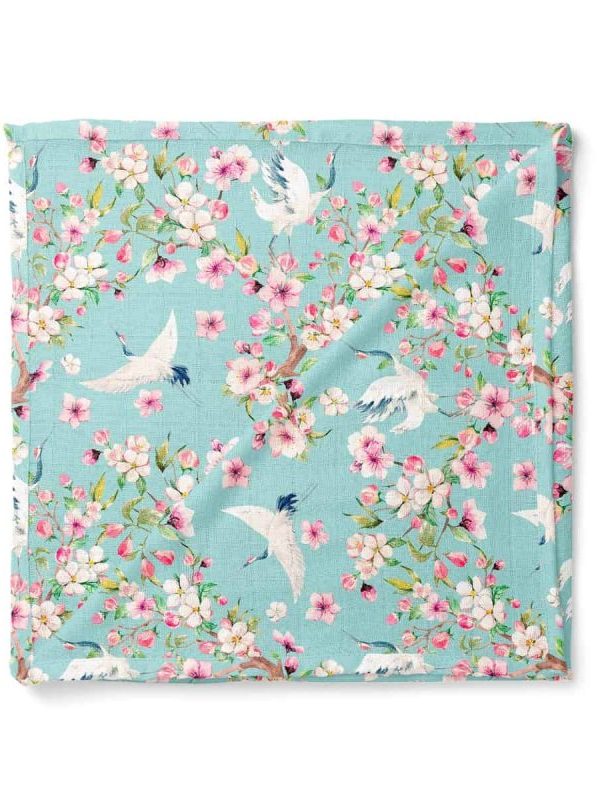 birlik1952 baby child müslin digital print dijital baskı kumaş muslin fabric whosale toptan battaniyesi swaddle blanket sakura blossom japon japan kiraz çiçeği