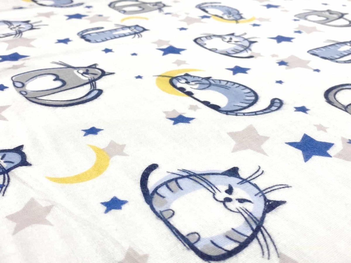 birlik1952 flanel pazen pamuklu kumaş fabric whosale tekstil toptan cotton garfield cat kedi mavi blue