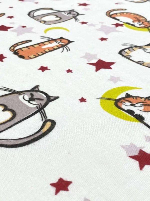 birlik1952 flanel pazen pamuklu kumaş fabric whosale tekstil toptan cotton garfield cat kedi turuncu orange