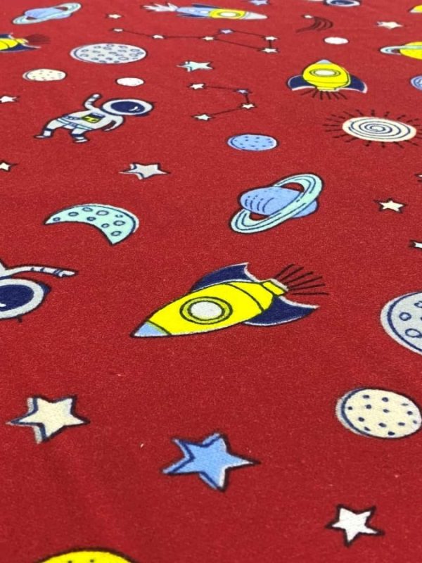 birlik1952 flanel pazen pamuklu kumaş fabric whosale tekstil toptan cotton planet uzay kırmızı red
