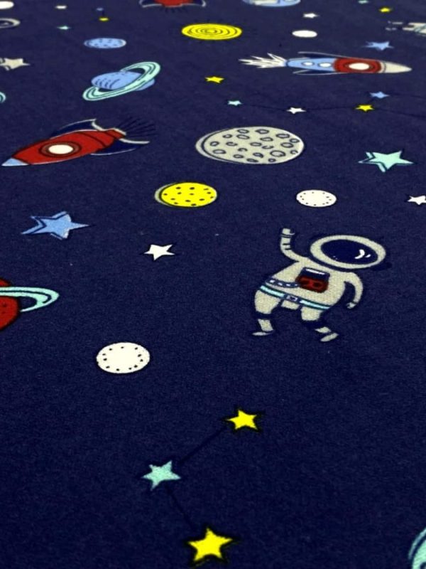 birlik1952 flanel pazen pamuklu kumaş fabric whosale tekstil toptan cotton planet uzay lacivert blue