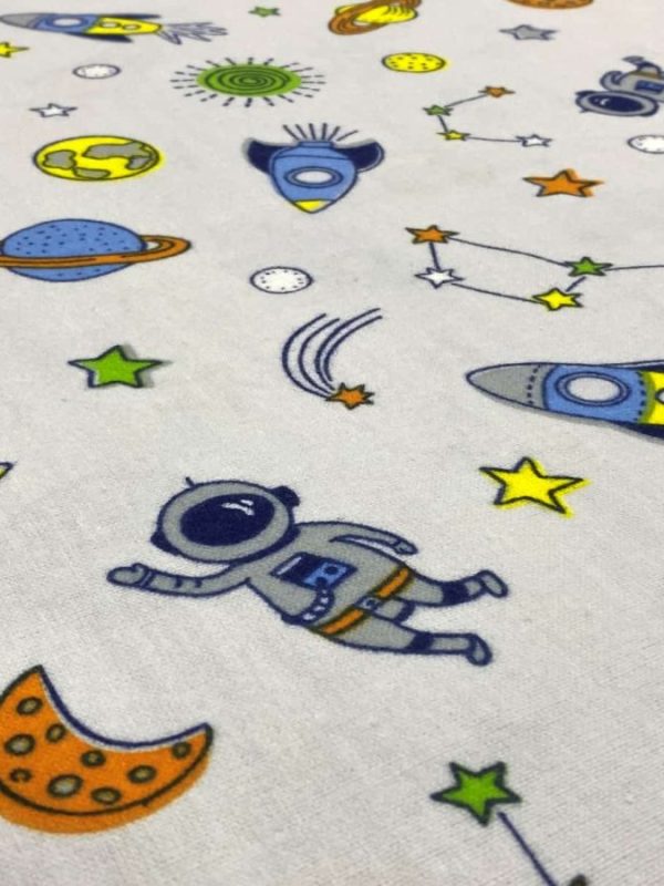 birlik1952 flanel pazen pamuklu kumaş fabric whosale tekstil toptan cotton planet uzay grey gri