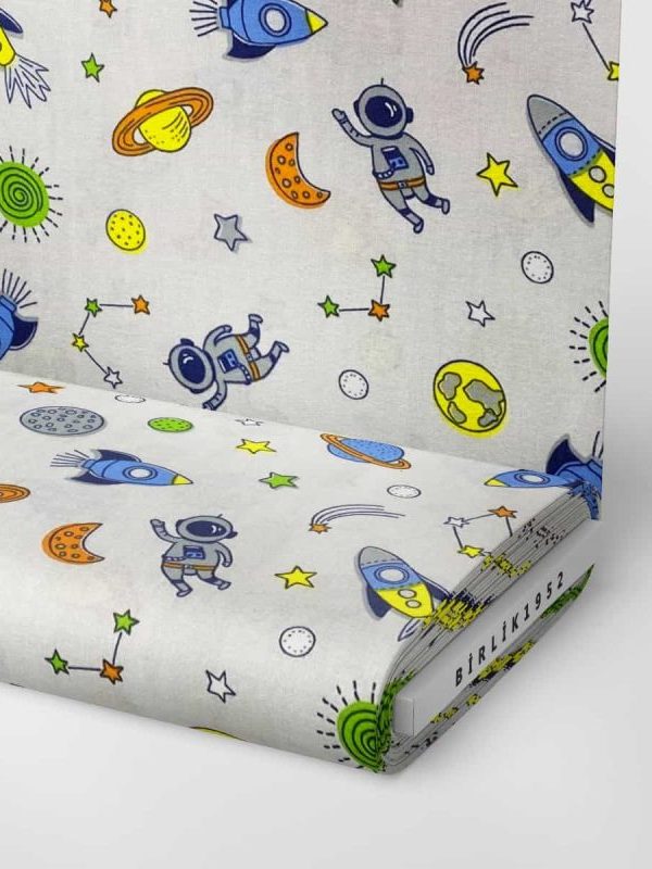 birlik1952 flanel pazen pamuklu kumaş fabric whosale tekstil toptan cotton planet uzay grey gri