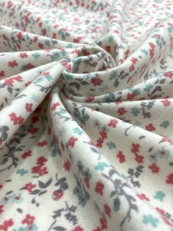 birlik1952 flanel pazen swaddle fabric whosale cotton flannel kumas pijamalık pijama pajamas kumaş çıtır çiçek flowers beyaz kiremit