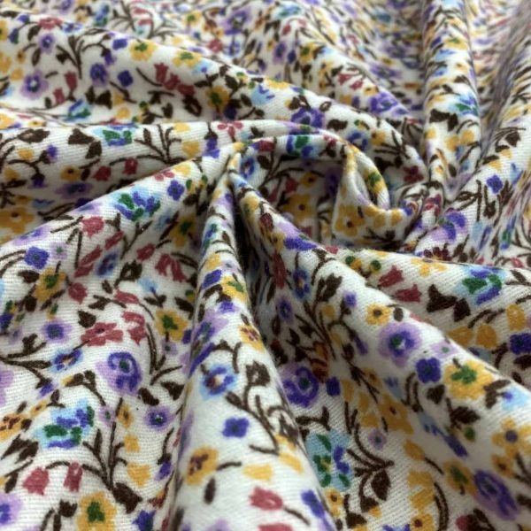 birlik1952 flanel pazen swaddle fabric whosale cotton flannel kumas pijamalık pijama pajamas kumaş çıtır çiçek flowers mor sarı