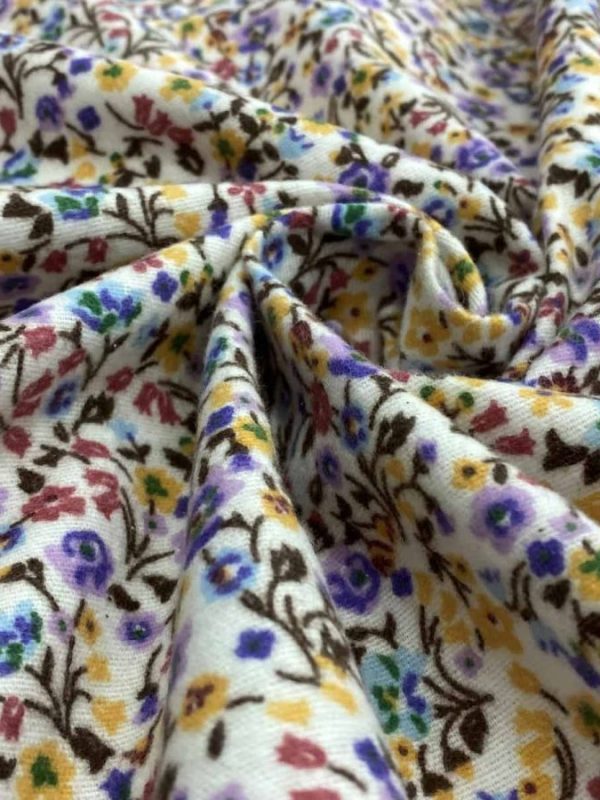 birlik1952 flanel pazen swaddle fabric whosale cotton flannel kumas pijamalık pijama pajamas kumaş çıtır çiçek flowers mor sarı