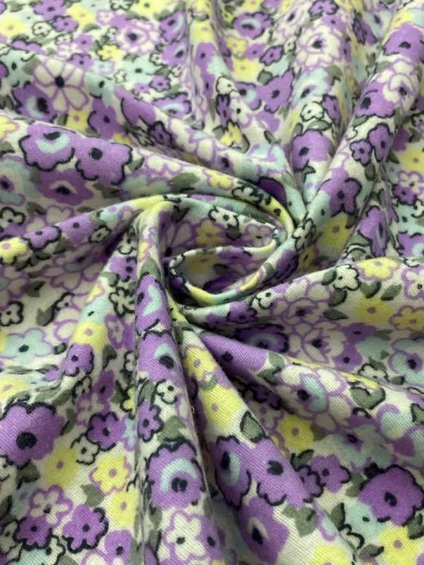 birlik1952 flanel pazen swaddle fabric whosale cotton flannel kumas pijamalık pijama pajamas kumaş çıtır çiçek flowers sarmaşık mor