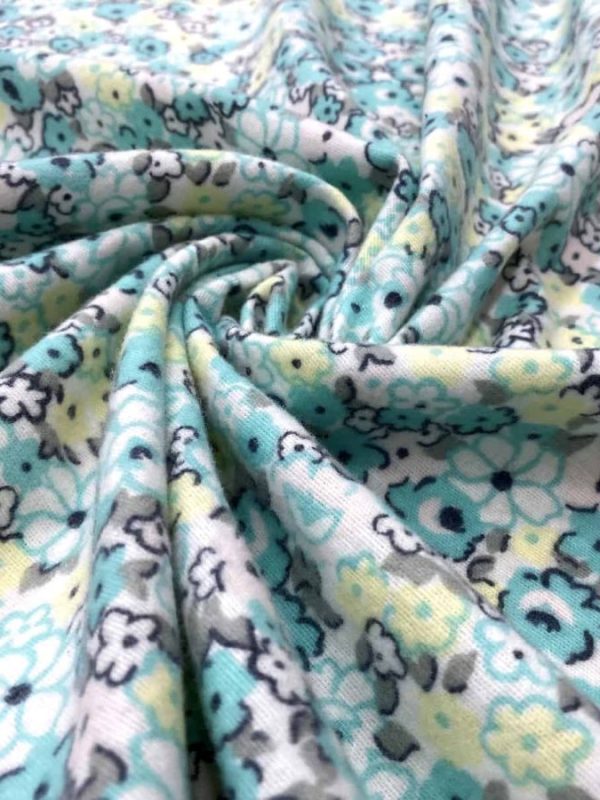 birlik1952 flanel pazen swaddle fabric whosale cotton flannel kumas pijamalık pijama pajamas kumaş çıtır çiçek flowers sarmaşık turkuaz