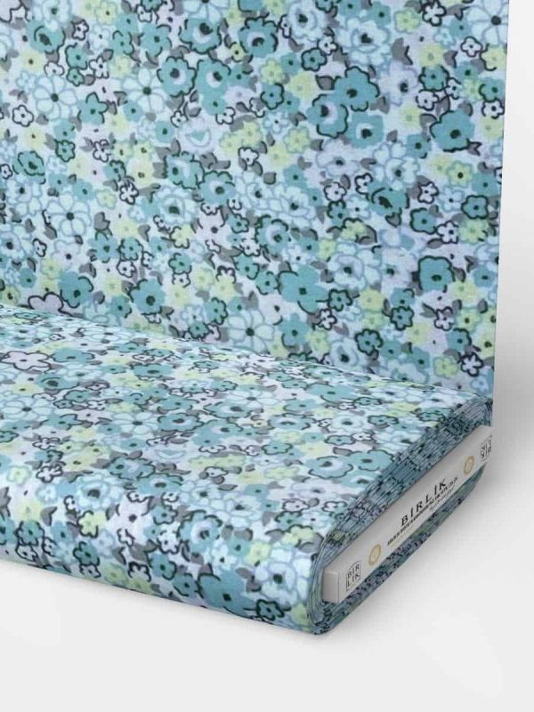 birlik1952 flanel pazen swaddle fabric whosale cotton flannel kumas pijamalık pijama pajamas kumaş çıtır çiçek flowers sarmaşık turkuaz