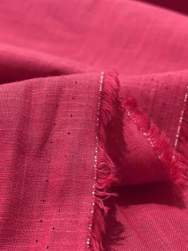 birlik1952 şantuklu pamuk keten flamlı şantuk elbiselik gömleklik kumaş shantung linen cotton shirt whosale denizli fabric fuşya