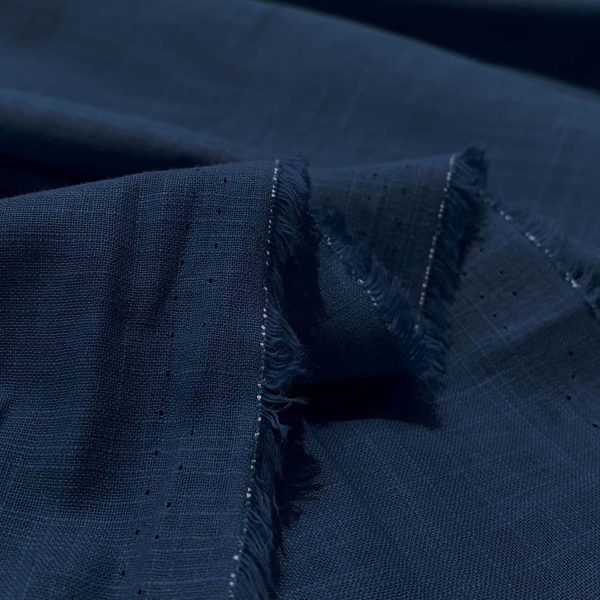 birlik1952 şantuklu pamuk keten flamlı şantuk elbiselik gömleklik kumaş shantung linen cotton shirt whosale denizli fabric lacivert