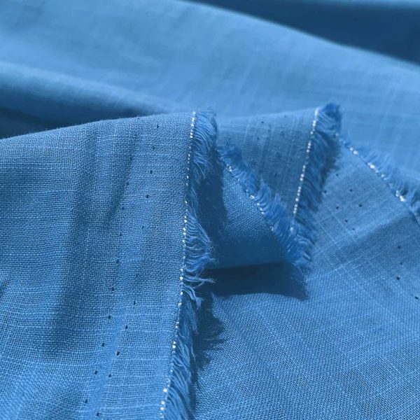 birlik1952 şantuklu pamuk keten flamlı şantuk elbiselik gömleklik kumaş shantung linen cotton shirt whosale denizli fabric mavi blue