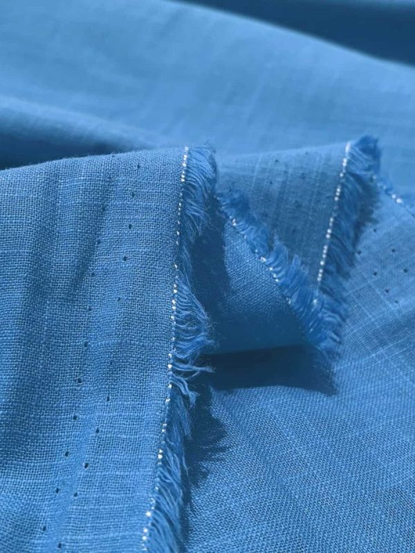 birlik1952 şantuklu pamuk keten flamlı şantuk elbiselik gömleklik kumaş shantung linen cotton shirt whosale denizli fabric mavi blue