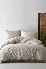 birlik1952 berolige cottage pamuklu çift kişilik king size yıkmalı iplik boya çizgili nevresim takımı antrasit bed linen sheet fabric stripe textile