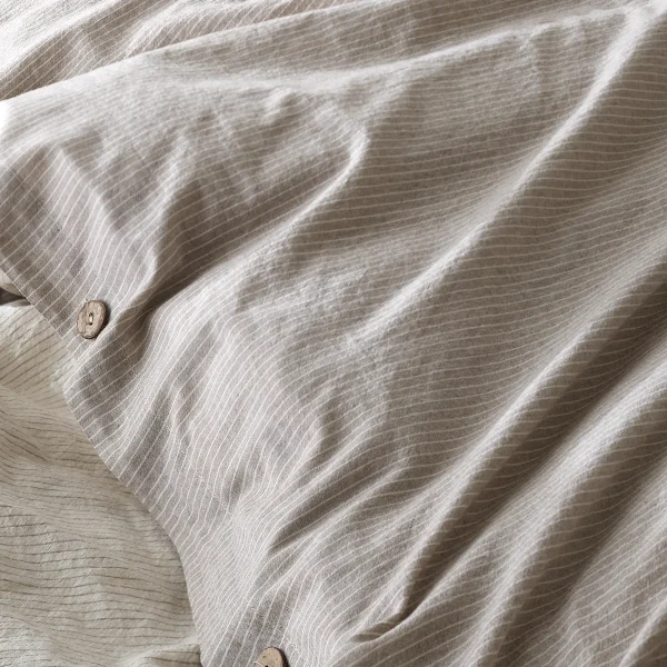 birlik1952 berolige cottage pamuklu çift kişilik king size yıkmalı iplik boya çizgili nevresim takımı antrasit bed linen sheet fabric stripe textile