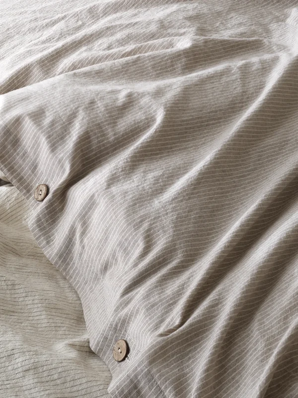 birlik1952 berolige cottage pamuklu çift kişilik king size yıkmalı iplik boya çizgili nevresim takımı antrasit bed linen sheet fabric stripe textile