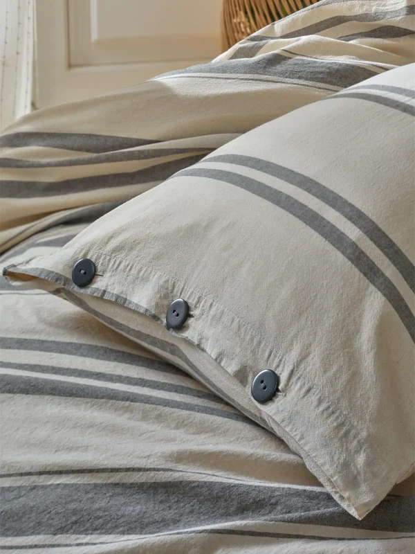 birlik1952 berolige country pamuklu çift kişilik king size yıkmalı iplik boya çizgili nevresim takımı antrasit bed linen sheet fabric stripe textile