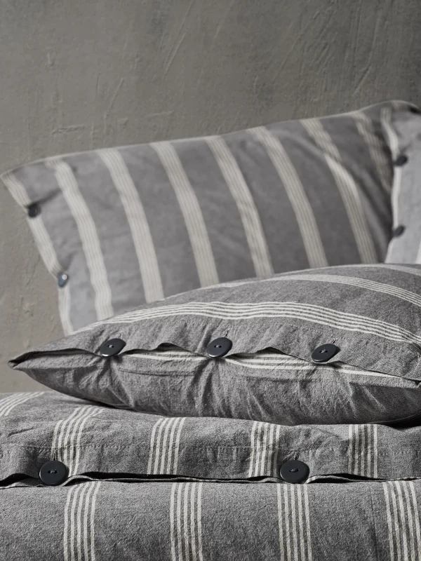 birlik1952 berolige luke bold pamuklu çift kişilik king size yıkmalı iplik boya çizgili nevresim takımı antrasit bed linen sheet fabric stripe textile