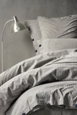birlik1952 berolige pinstripe pamuklu çift kişilik king size yıkmalı iplik boya çizgili nevresim takımı antrasit bed linen sheet fabric stripe textile
