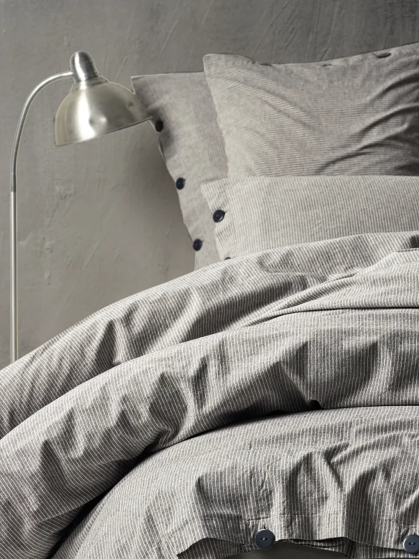 birlik1952 berolige pinstripe pamuklu çift kişilik king size yıkmalı iplik boya çizgili nevresim takımı antrasit bed linen sheet fabric stripe textile