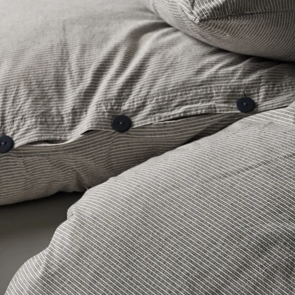 birlik1952 berolige shirt pamuklu çift kişilik king size yıkmalı iplik boya çizgili nevresim takımı antrasit bed linen sheet fabric stripe textile