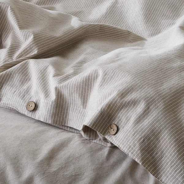 birlik1952 berolige shirt kahverengi pamuklu çift kişilik king size yıkmalı iplik boya çizgili nevresim takımı antrasit bed linen sheet fabric stripe textile