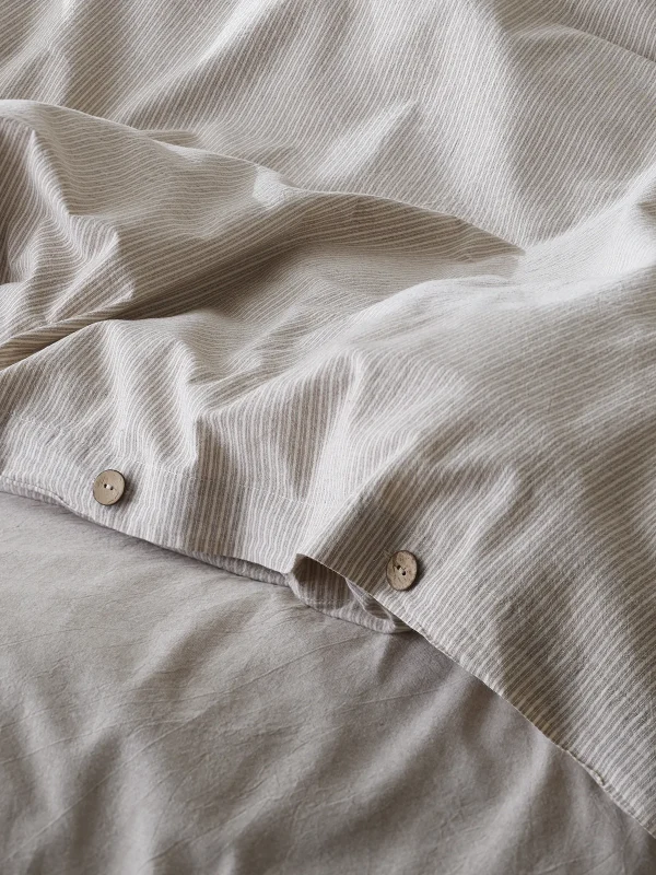 birlik1952 berolige shirt kahverengi pamuklu çift kişilik king size yıkmalı iplik boya çizgili nevresim takımı antrasit bed linen sheet fabric stripe textile
