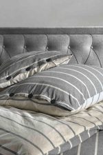 birlik1952 berolige urban pamuklu çift kişilik king size yıkmalı iplik boya çizgili nevresim takımı antrasit bed linen sheet fabric stripe textile